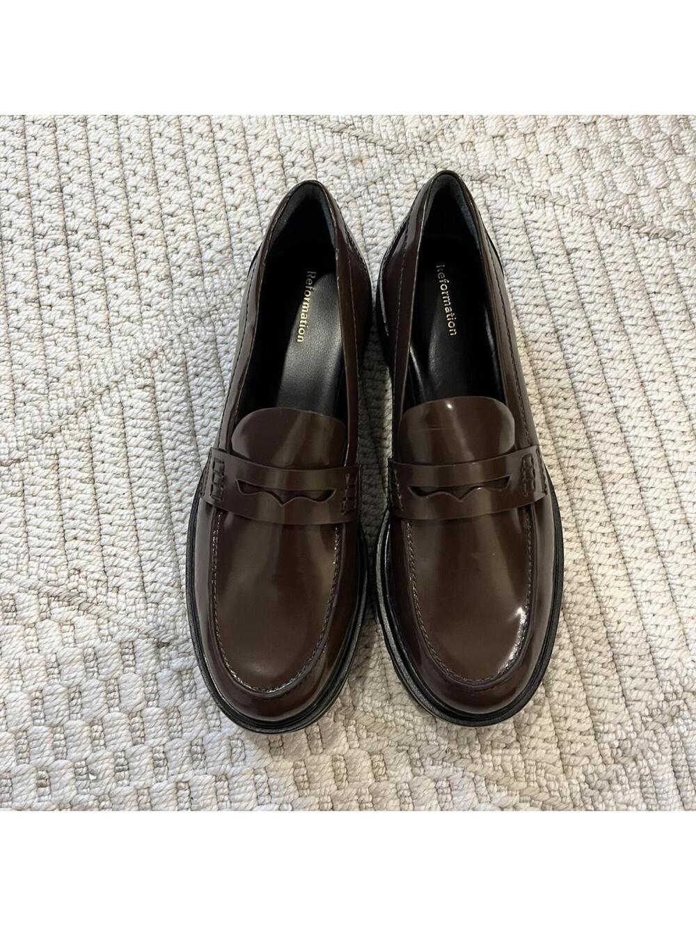Reformation Agathea Chunky Loafers in Espresso Leather - Picture 5 of 8